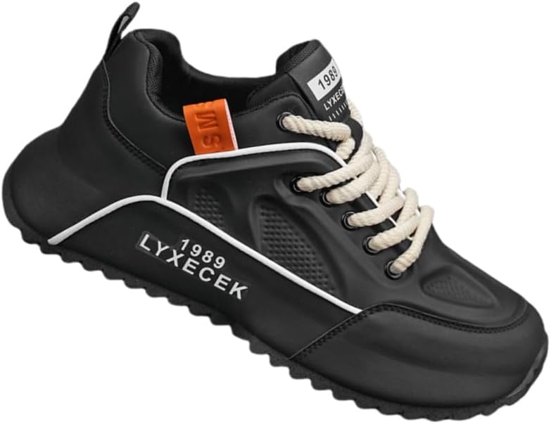 

Мужские спортивные повседневные кроссовки большого размера на толстой подошве. Кожаная поверхность. Резиновая подошва. Противоскользящие и прочные. Модные и универсальные Fmshi, черный