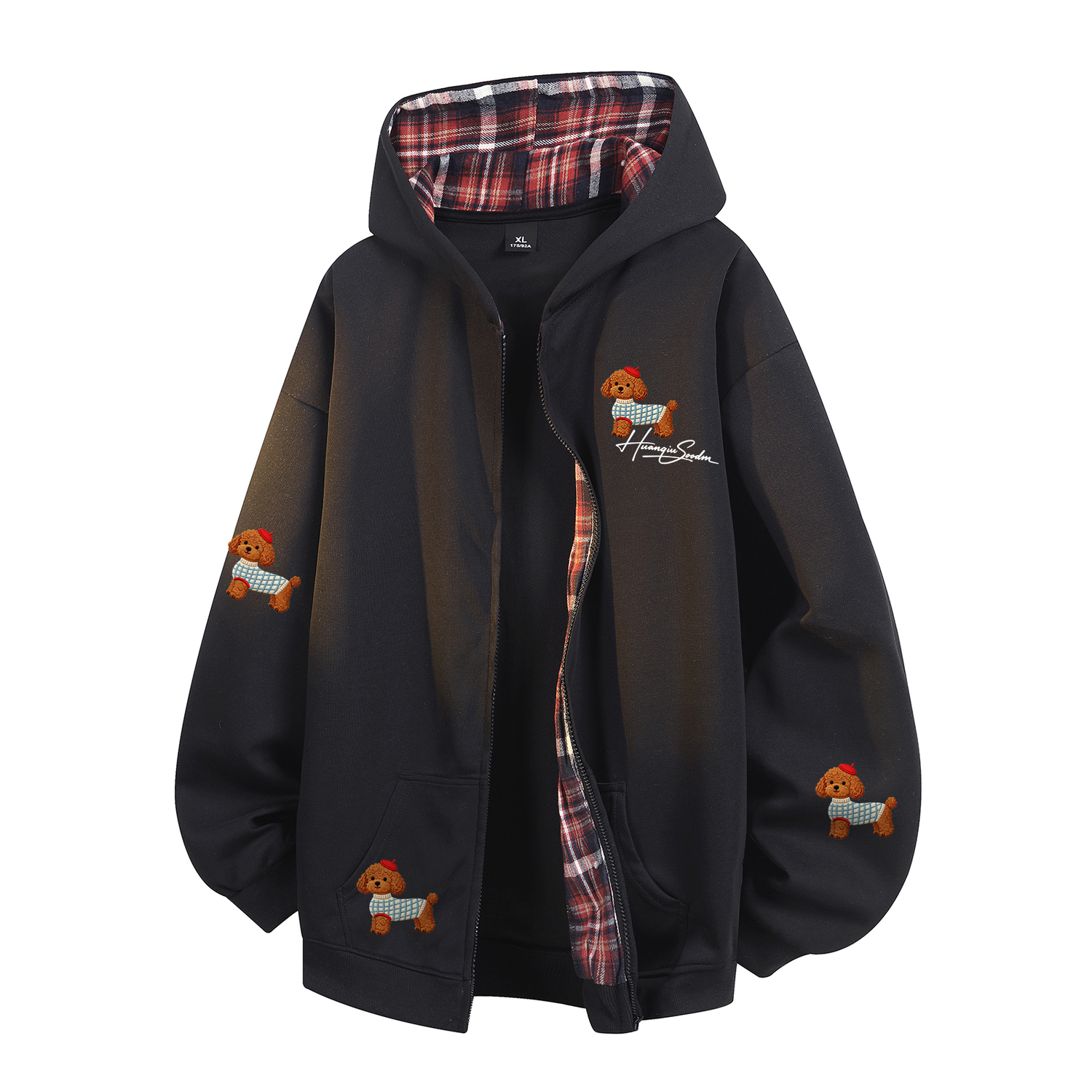 

Толстовка Unisex Hooded Moderate Cardigan HUANQIU, черный & красный