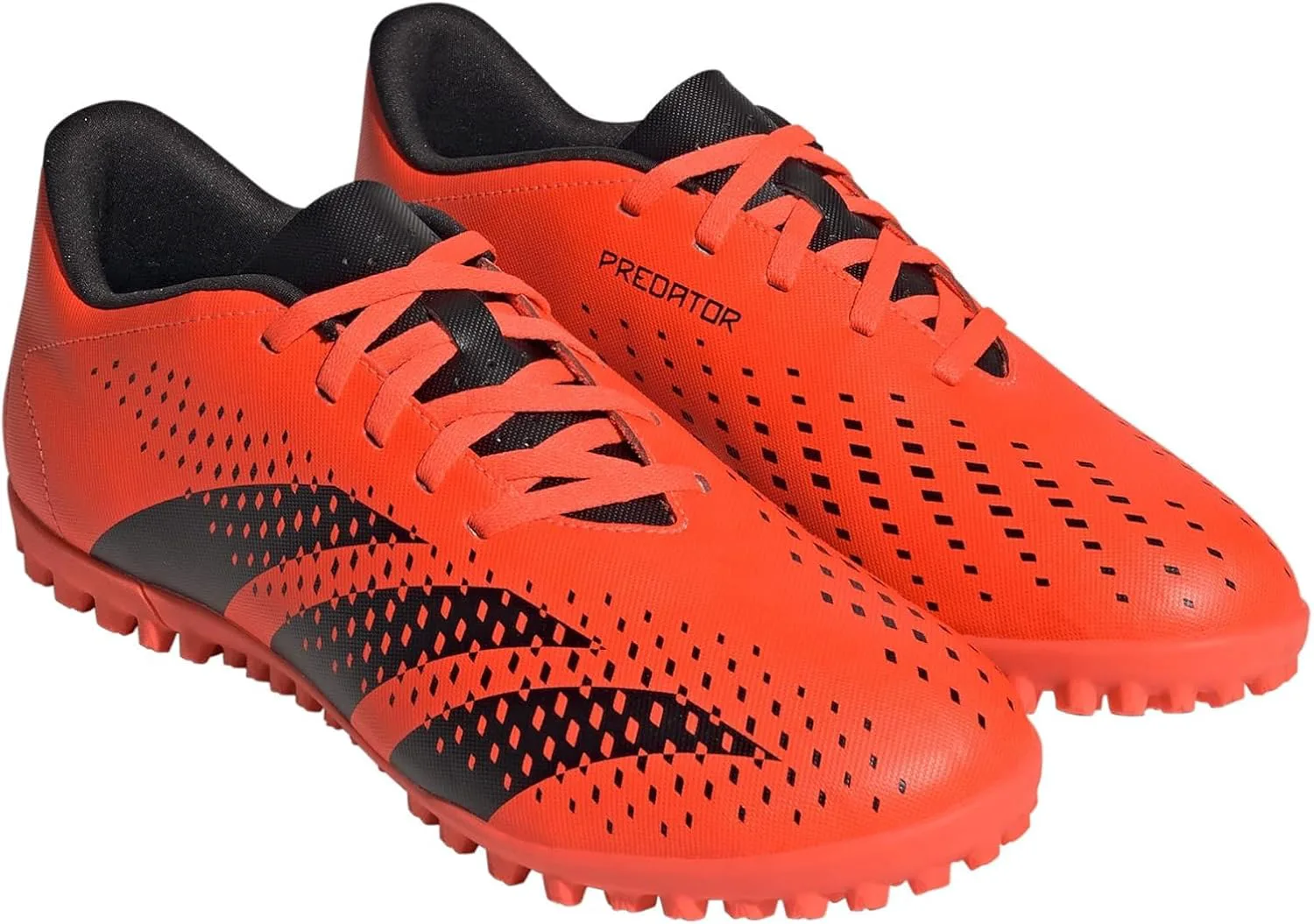 Футбольные бутсы для зала Adidas Predator Accuracy.4 - королевский синий цвет, верх из синтетических материалов и переработанных материалов, оранжевый/черный — фото 4