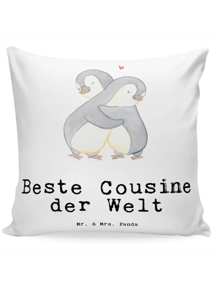 

Подушка Mr & Mrs Panda 40x40 Pinguin Beste Cousine der Welt mit, белый