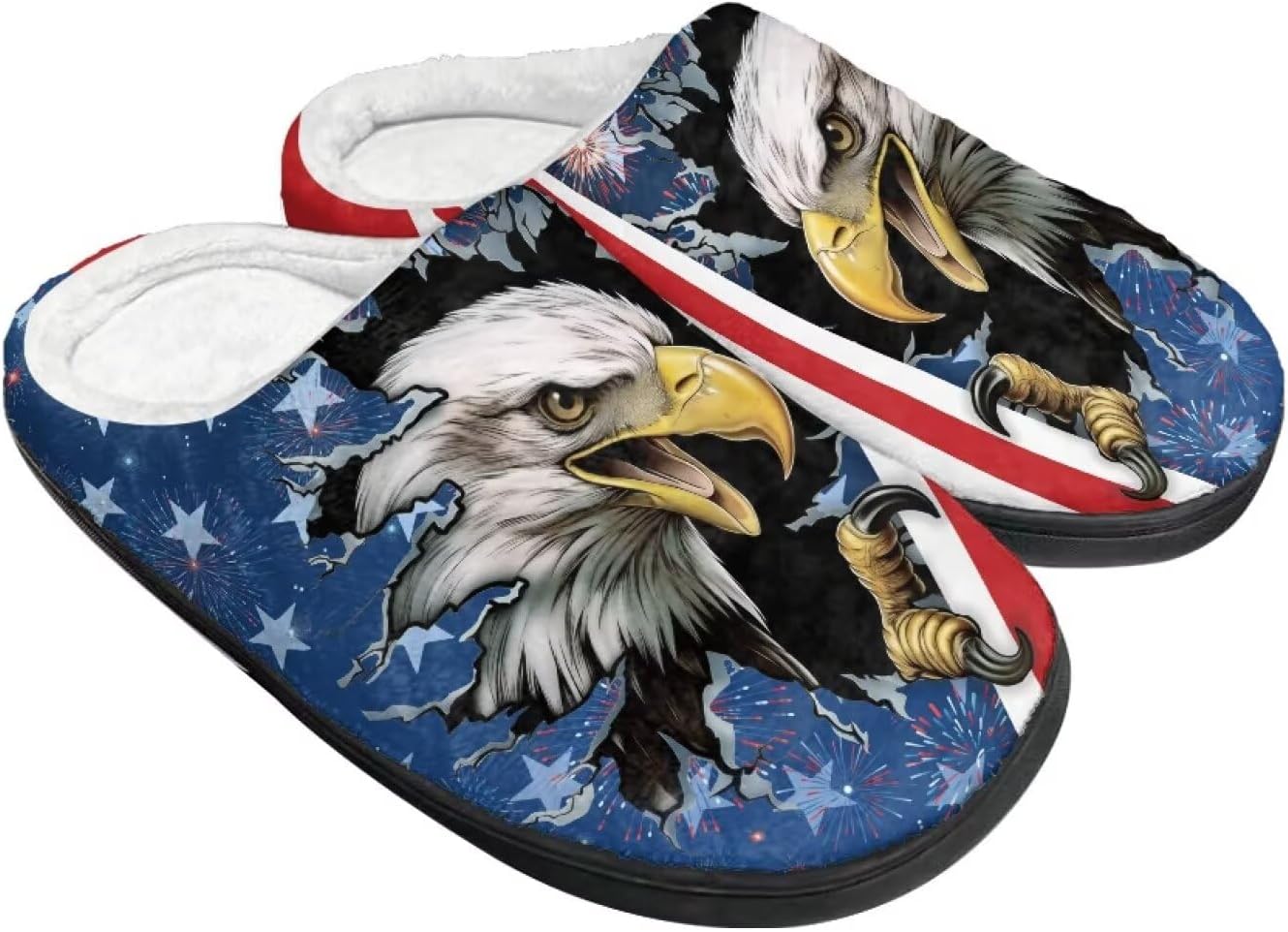 

Тапочки Tomeusey для женщин - домашние и хлопковые тапочки с противоскользящей подошвой, подарок для женщин и мужчин, American Flag 3d Eagle