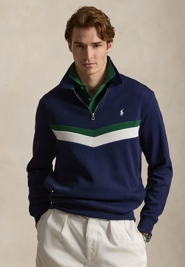 Свитшот с четверть-застежкой Double Knit Quarter Zip, Polo Ralph Lauren, цвет ньюпорт-нави
