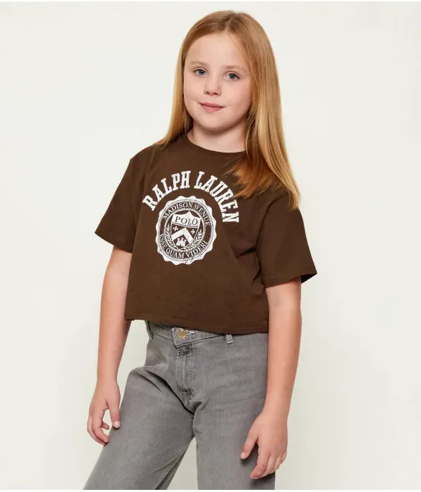 Футболка cropped fit Polo Ralph Lauren, коричневый
