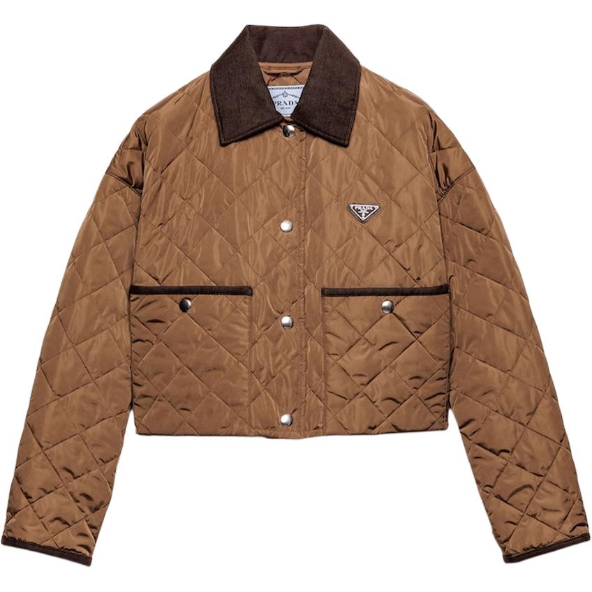 

Куртка с вельветовым стёганым воротником PRADA, бежевый