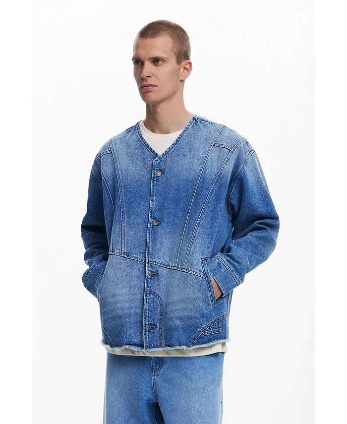 

Мужская джинсовая куртка в стиле пэчворк Desigual, синий