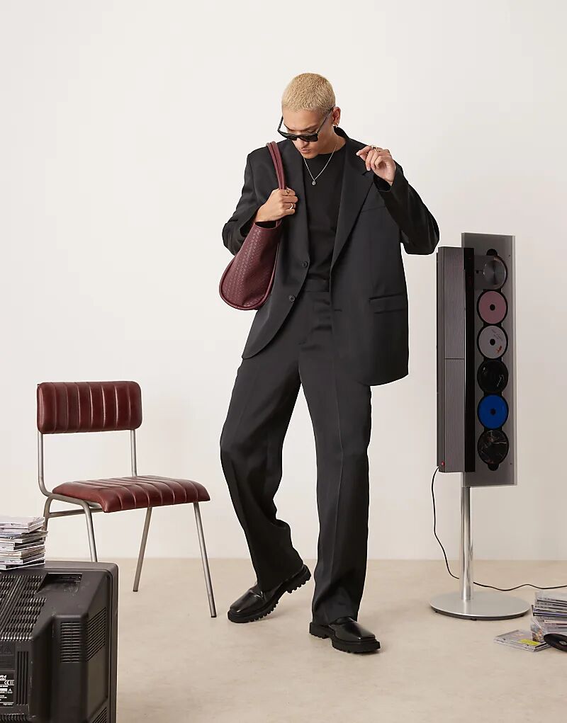 

Широкие брюки ASOS DESIGN из черного атласа