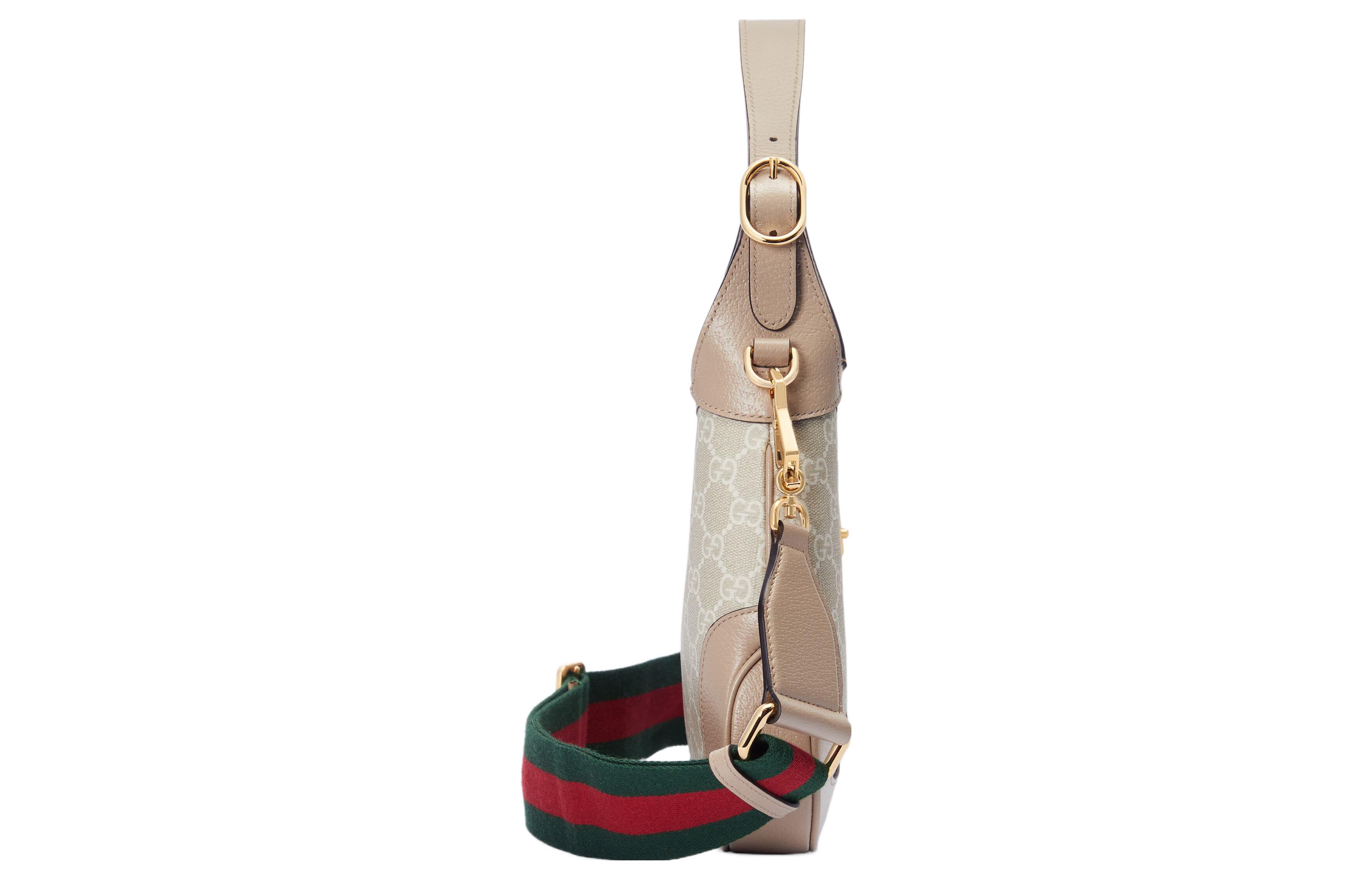 GUCCI Jackie 1961 Canvas With Leather Trim Crescent Shoulder Bag, кросс-боди для женщин, бежевый — фото 4