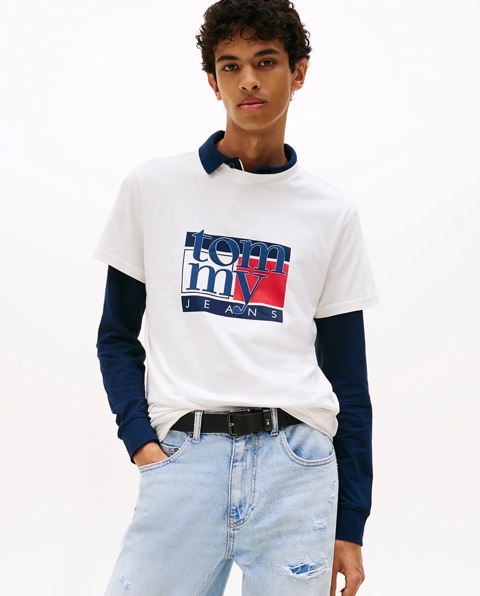 

Мужская футболка slim fit с коротким рукавом Tommy Jeans, светло-бежевый