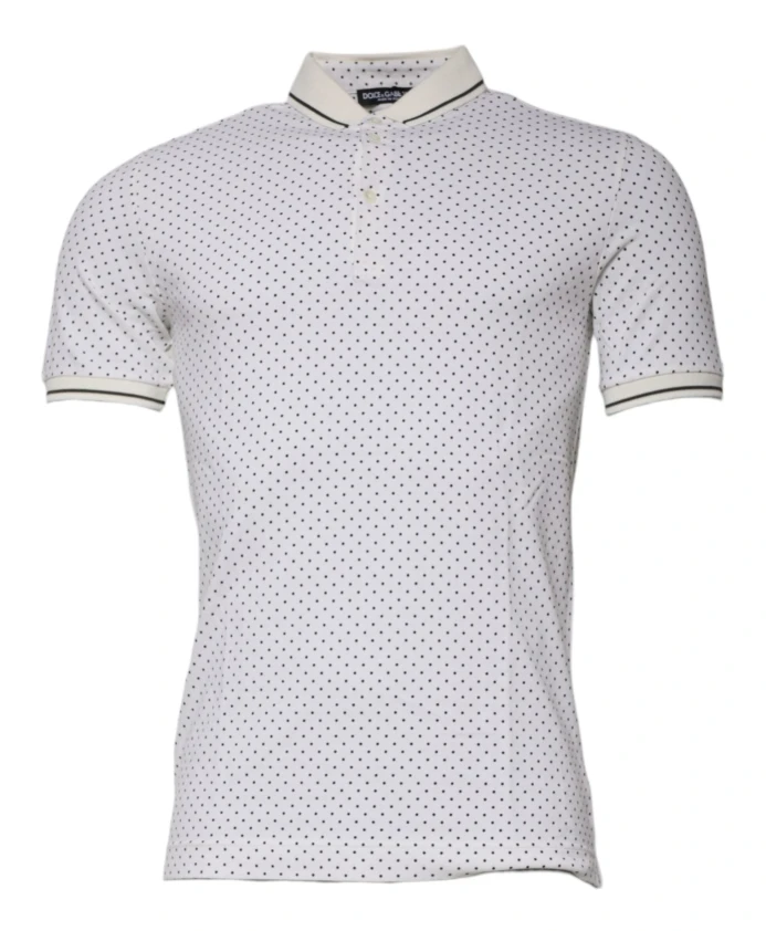 

Белая футболка-поло в горошек с воротником Dolce & Gabbana, белый