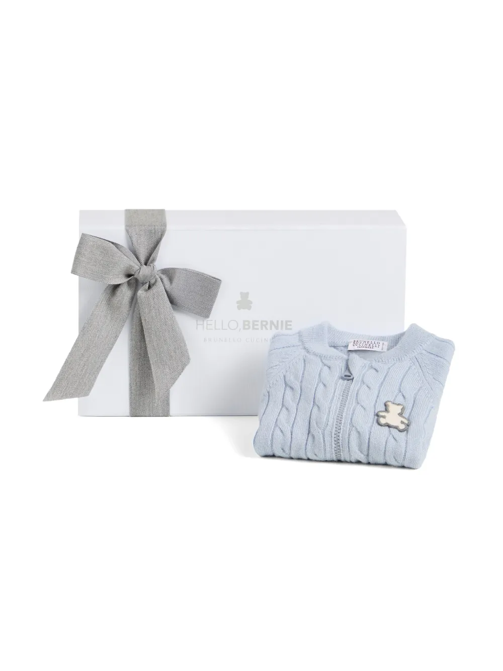 Кардиган Bernie Baby фактурной вязки Brunello Cucinelli Kids, синий — фото 4