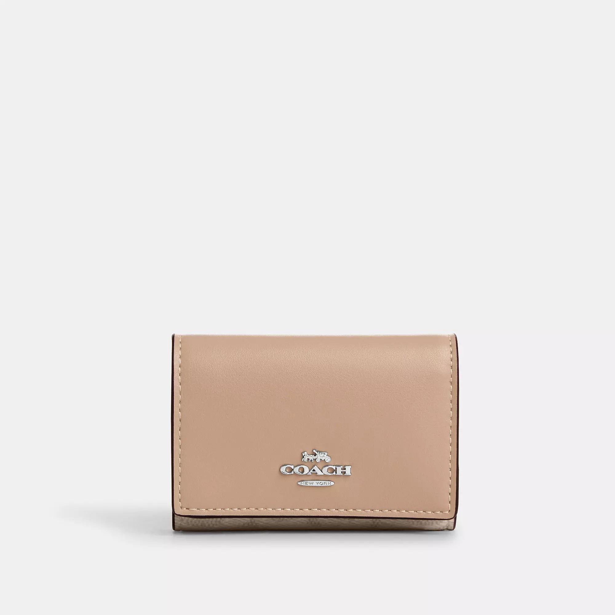 

Микро-кошелек Coach Outlet из фирменной ткани, серебряный/песочный/серо-коричневый