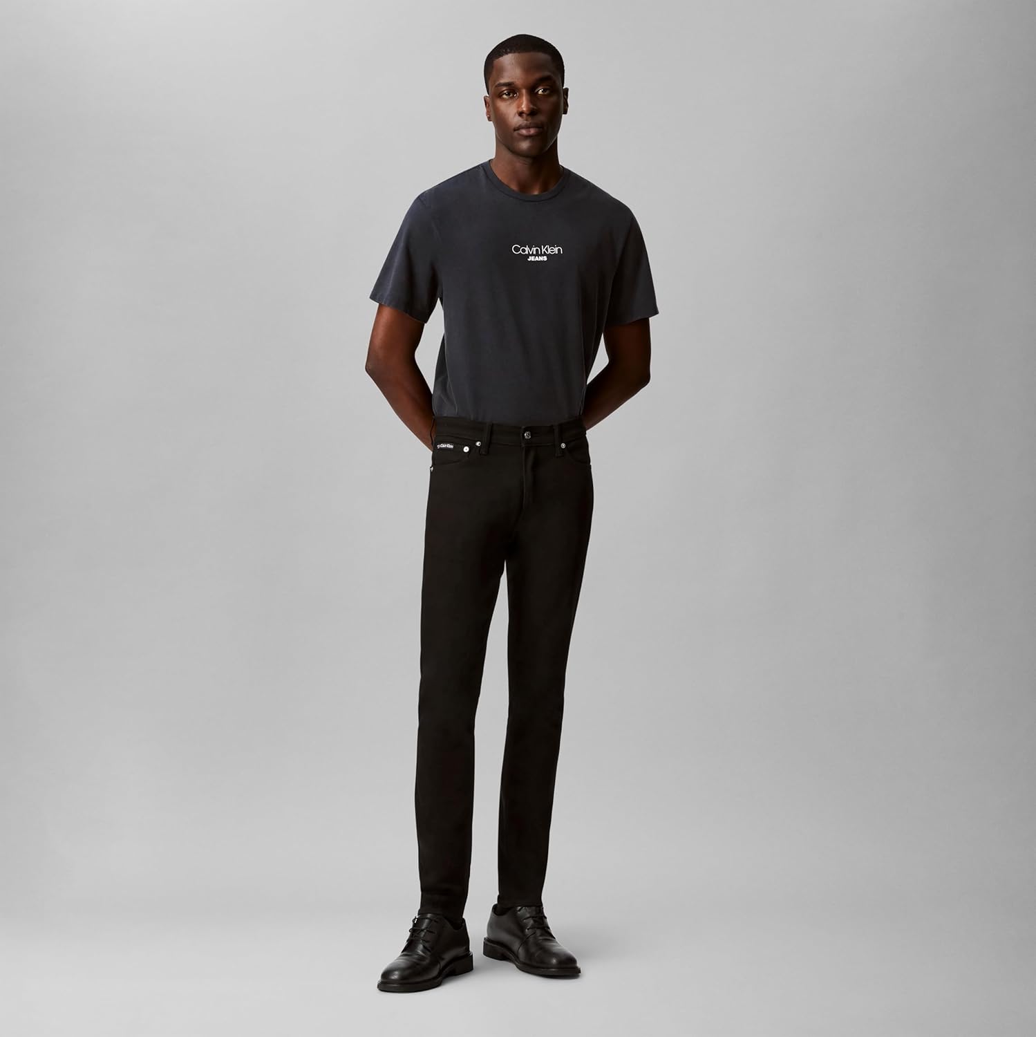 Мужские узкие джинсы Calvin Klein с высокой эластичностью, Ck Classic Black — фото 3