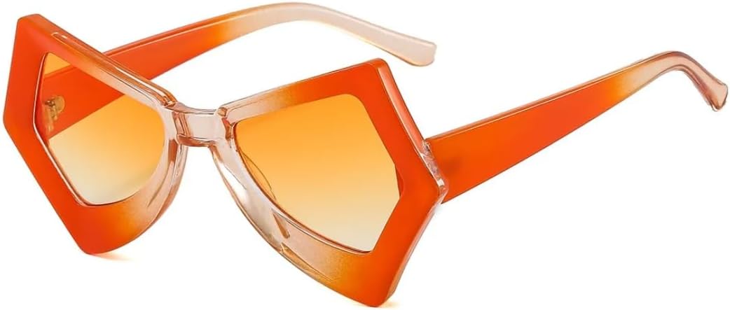 

Модные солнцезащитные очки неправильной квадратной формы для женщин и мужчин, с двухцветным градиентным оправой, в стиле панк, «кошачий глаз», разноцветные, с защитой от УФ-излучения UV400 UATXTAU, Orange