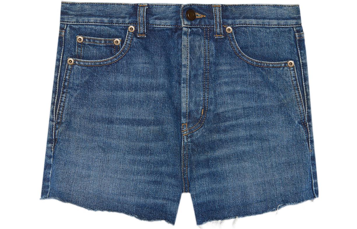 

Футболка FW22 Деним Шорты Женские Чернильно-синие Состаренный SAINT LAURENT