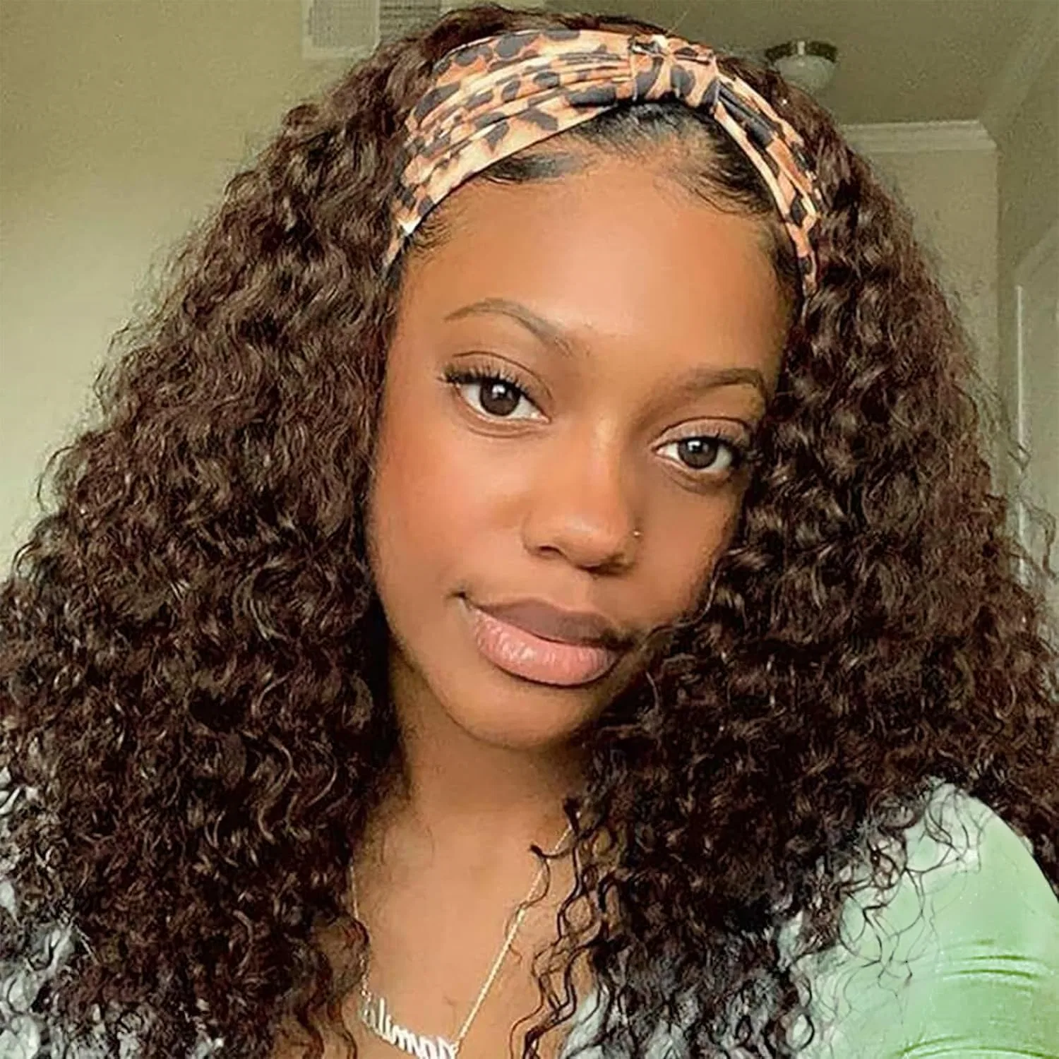 Парик с повязкой из натуральных волос «Deep Wave Headband Wig» Rebasar, Chocolate Brown