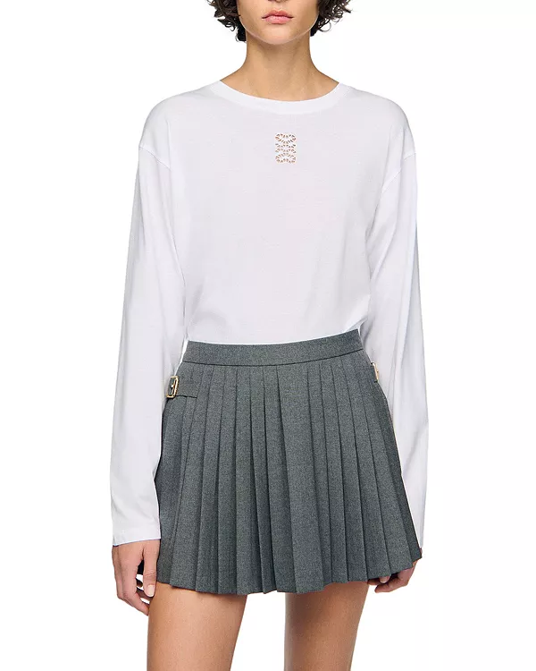 

Футболка с длинным рукавом Ezrane с вышивкой Sandro, белый