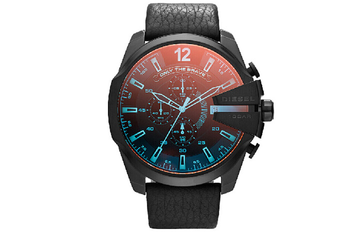 

DIESEL Часы мужские кварцевые с кожаным ремешком черный циферблат