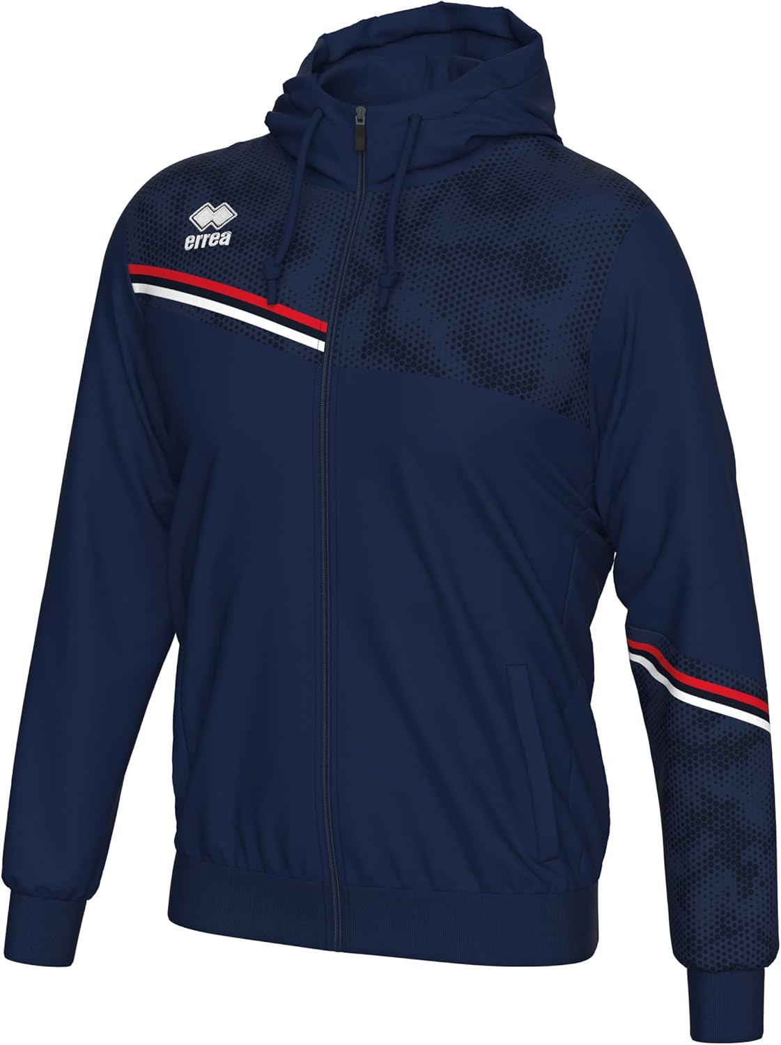 

Мужская толстовка на молнии ERREA с двухрядной отделкой, боковыми карманами на молнии и антистатическими свойствами, темно-синий/красный/белый (размер S) HG0H0Z02060
