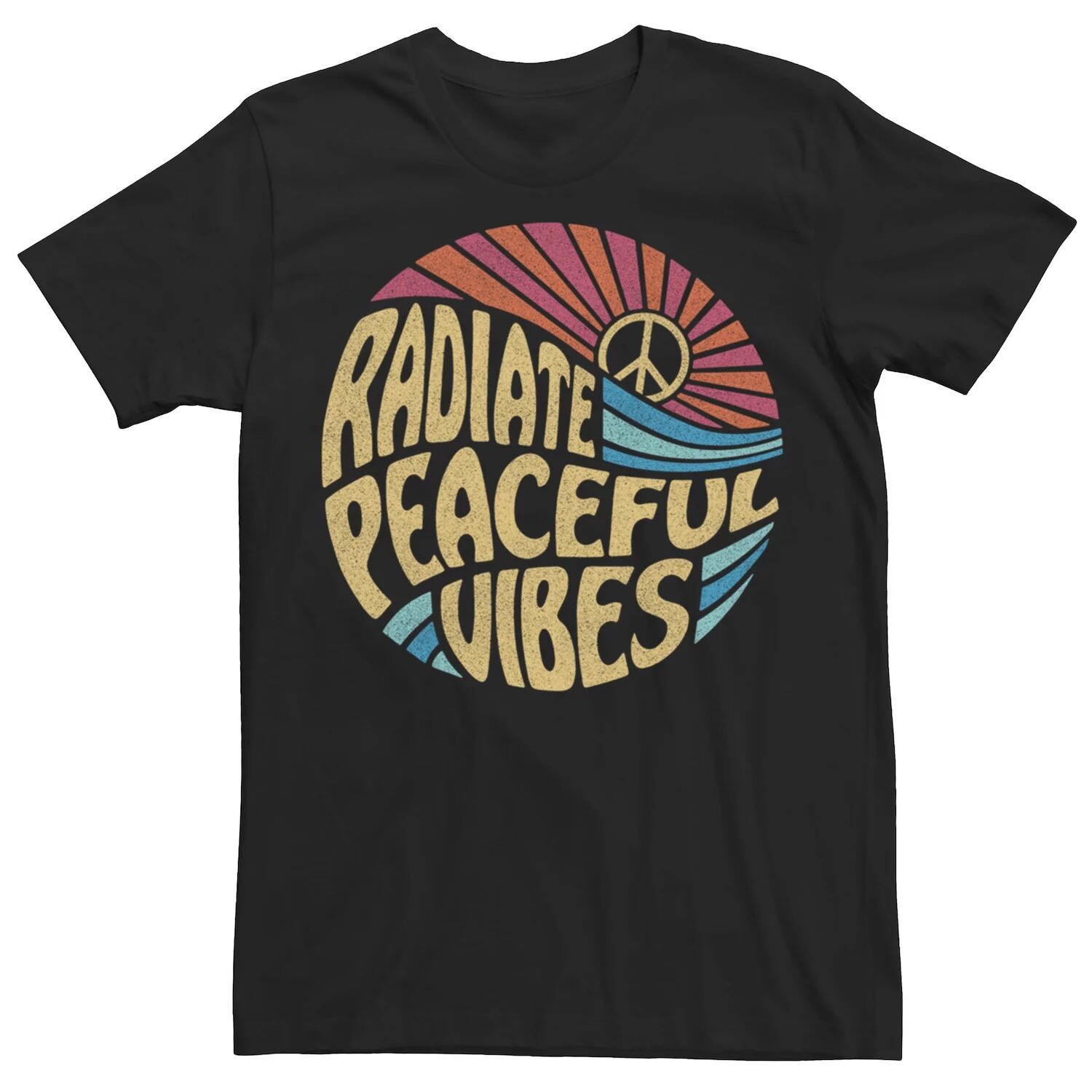 

Мужская винтажная круглая футболка Radiate Peaceful Vibes в стиле ретро Licensed Character