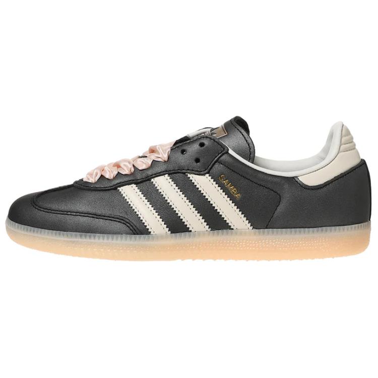 

Кроссовки Adidas Samba OG Black Pink Ribbon Laces Women's, черный/бежевый/розовый