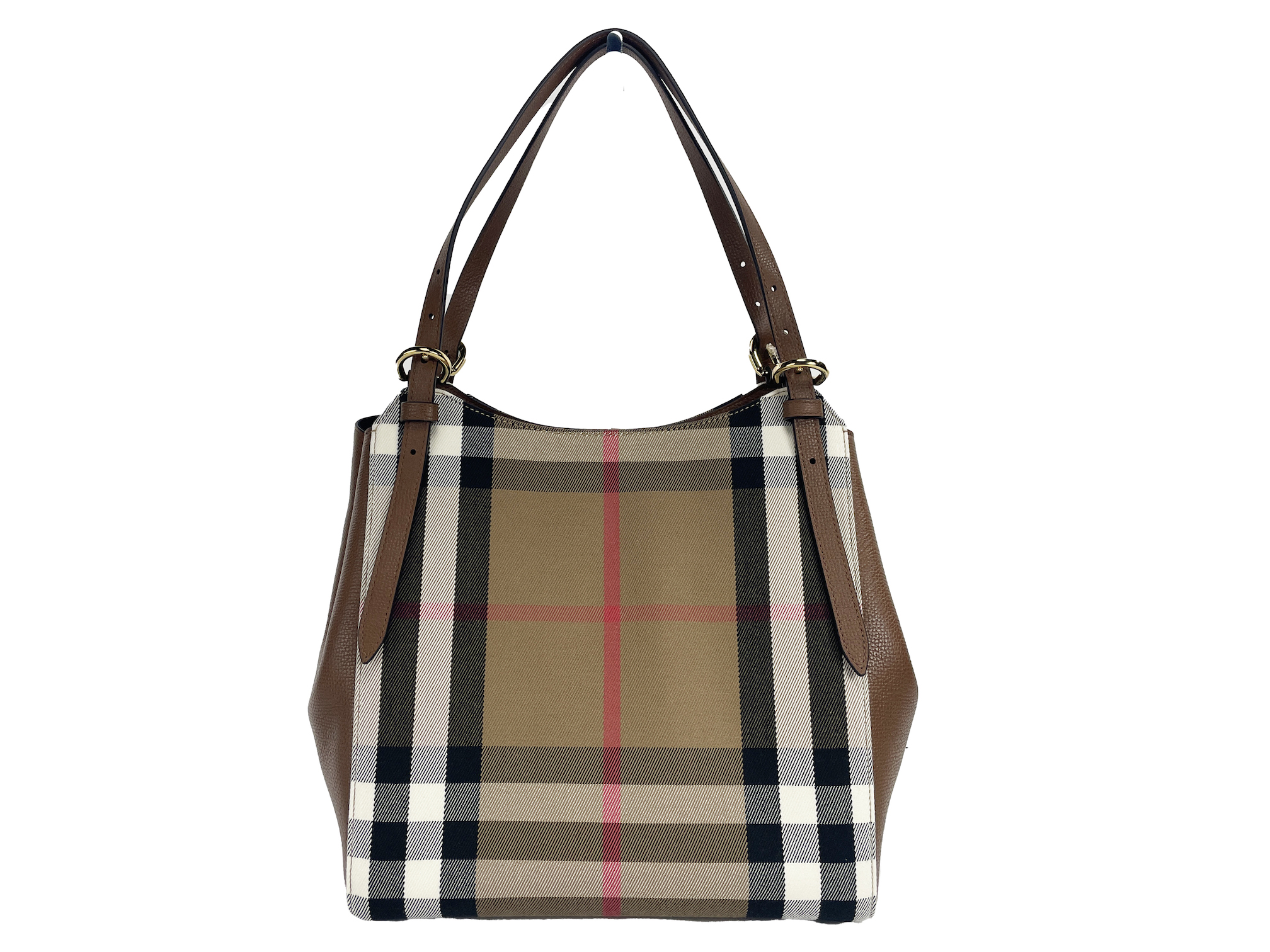 

Маленькая сумка-тоут Canterby из загорелой кожи в клетку Burberry