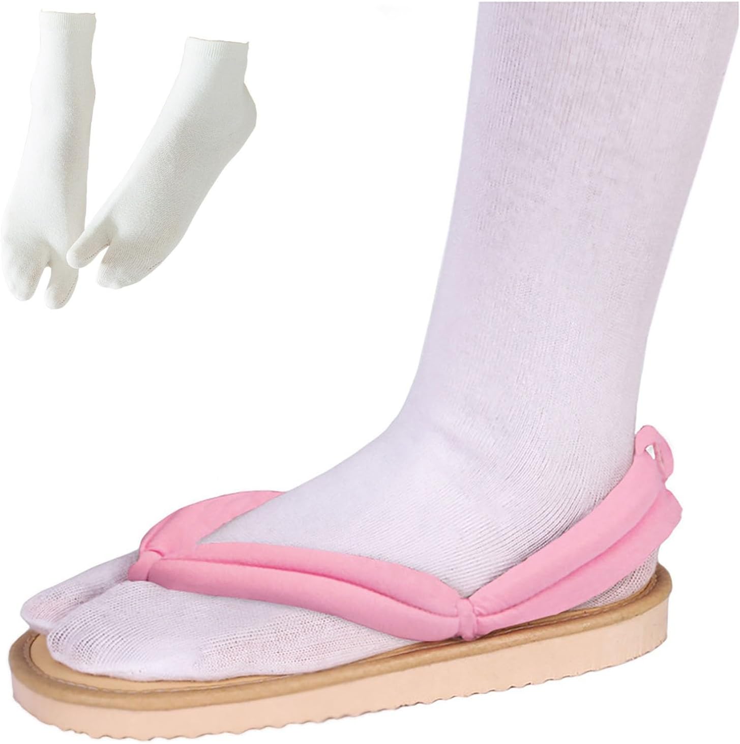 

Аниме косплей сабо гета сандалии шлепанцы тапочки с носками таби, розовые Satdflie