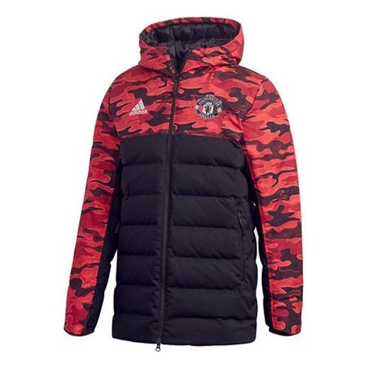 

Пуховик adidas Mufc Manchester United Camouflage Colorblock Sports hooded down Jacket Black Red, мультиколор