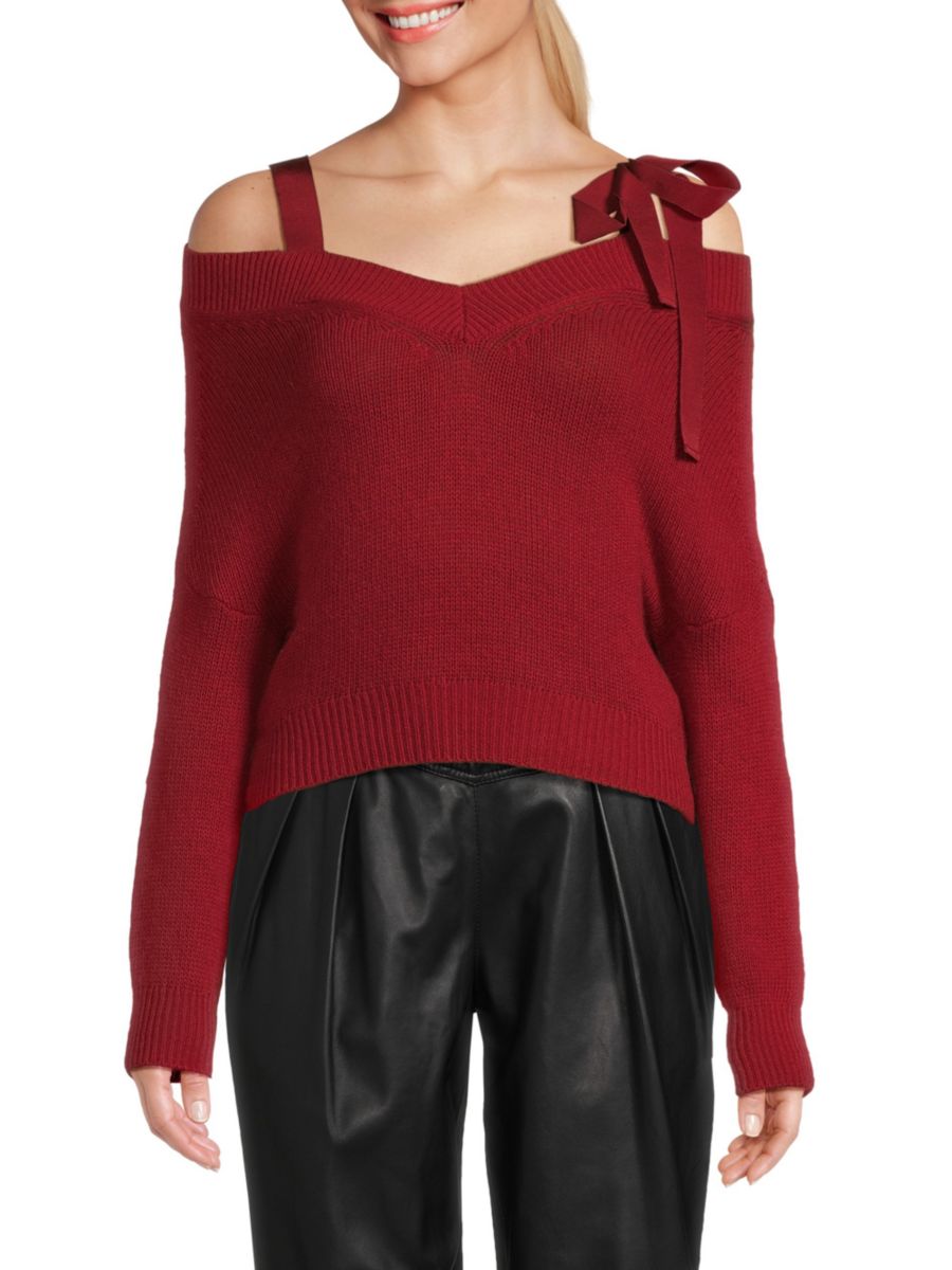 

Свитер с открытыми плечами из шерстяной смеси REDValentino, цвет Ribes