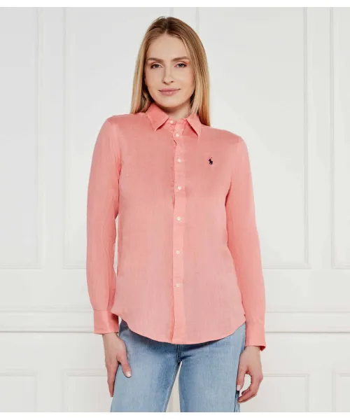 

Льняная рубашка Classic fit Polo Ralph Lauren, розовый