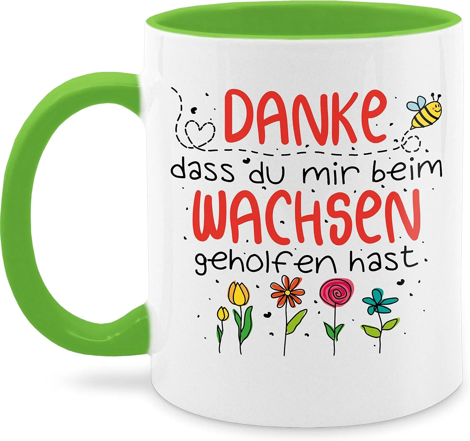 Кружка 325 мл – Danke dass du mir beim Wachsen gehelfen hast – Farewell Educator – Светло-зеленая – Подарок на выпускной из детского сада Shirtracer
