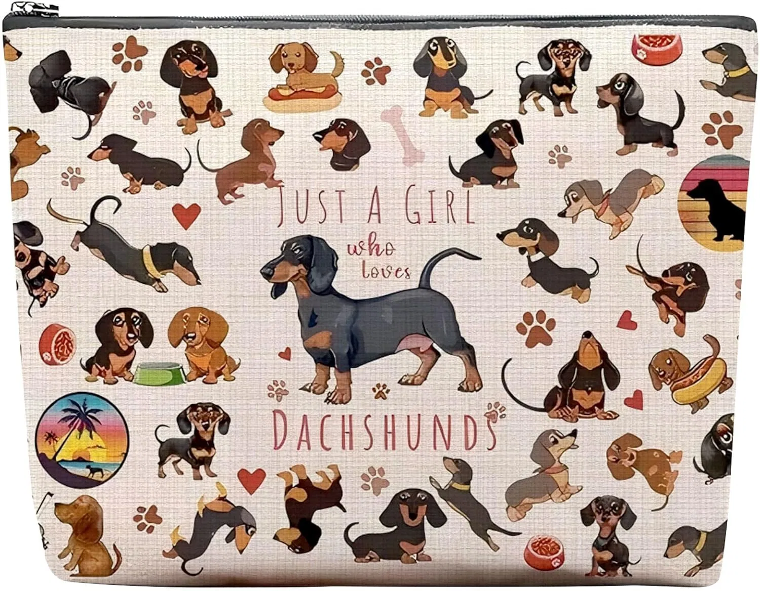 Косметичка Dachshund из прочного холста Plushcewt