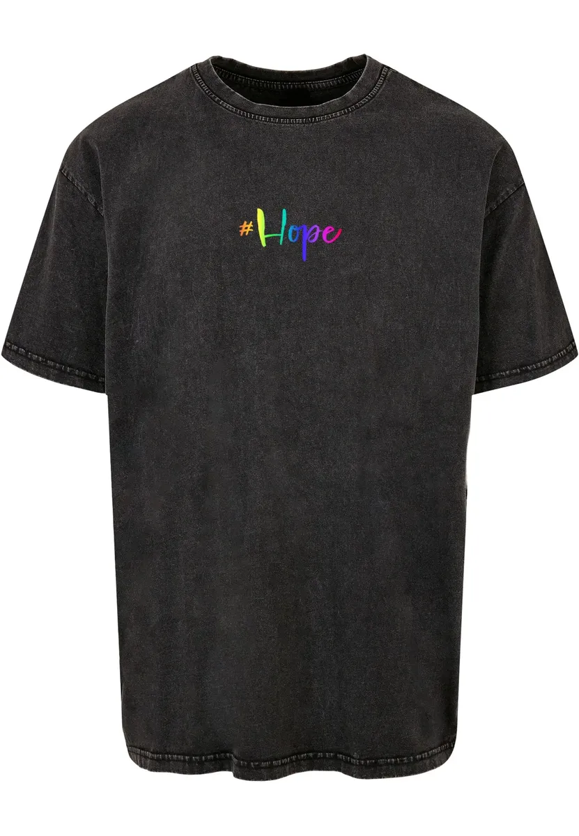

Футболка Merchcode " Merchcode Мужская футболка большого размера Hope Rainbow Acid Washed Heavy ", черный