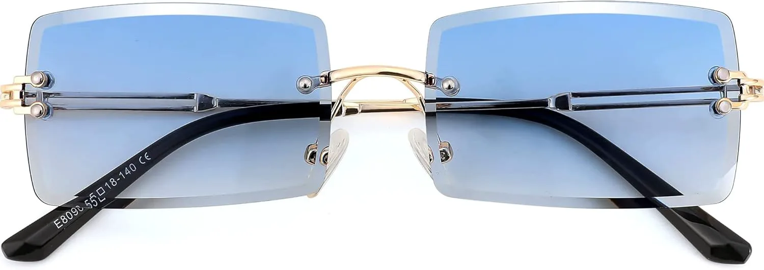 

Солнцезащитные очки SDINM без оправы в стиле 90-х, прямоугольные, с тонированными линзами, яркие цвета, для женщин и мужчин, C5:gold Arm\blue Gradient Lens