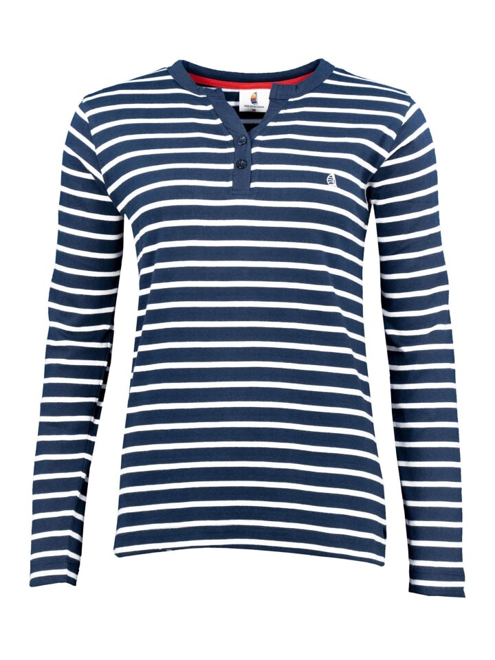 

Лонгслив Wind Sportswear Langarm Shirt gestreift mit Knopfleiste, цвет navy-weiß