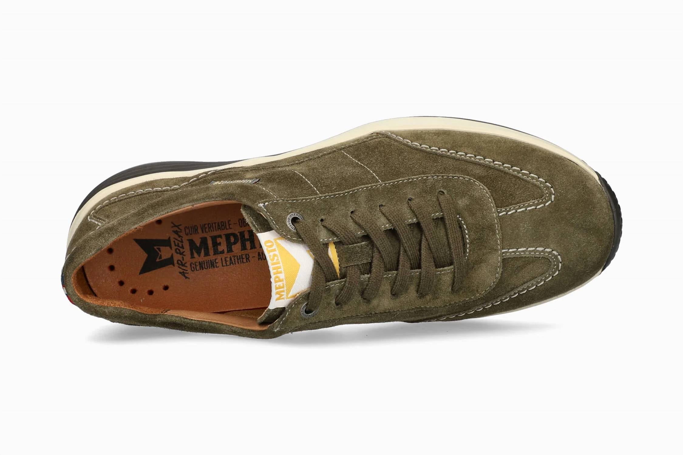 MEPHISTO Мужские кожаные кроссовки Steve цвета хаки — фото 2