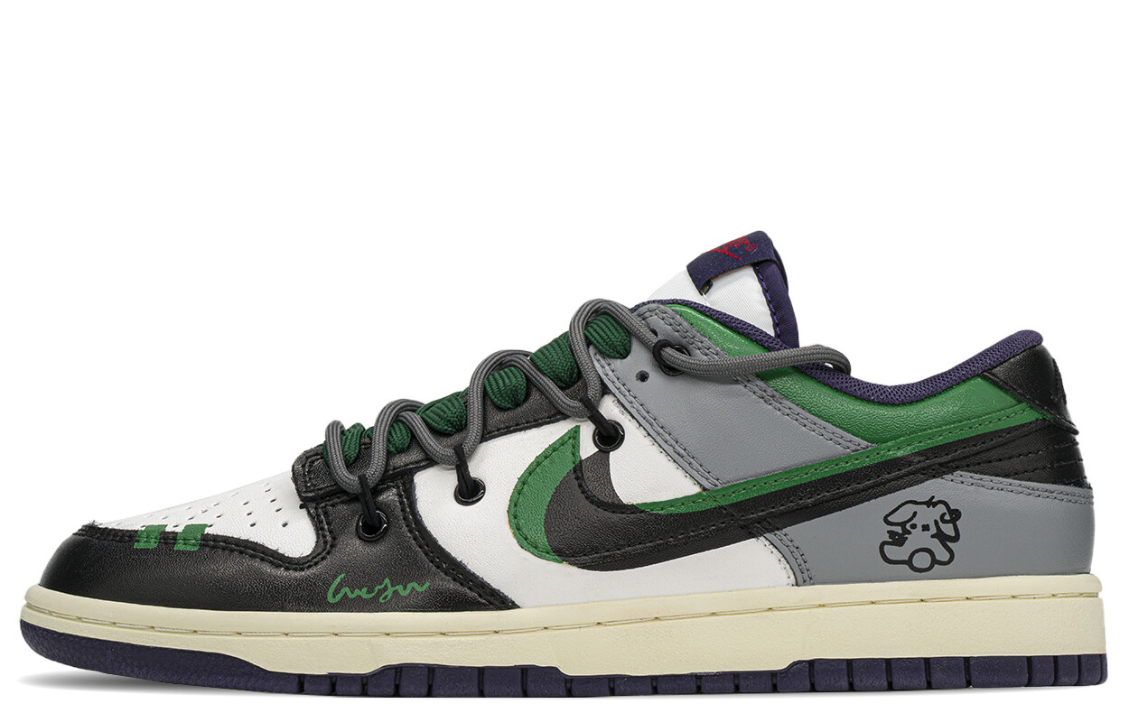 

Кроссовки Nike Dunk Skateboarding Shoes Men Low-top Black/green, черный/зеленый
