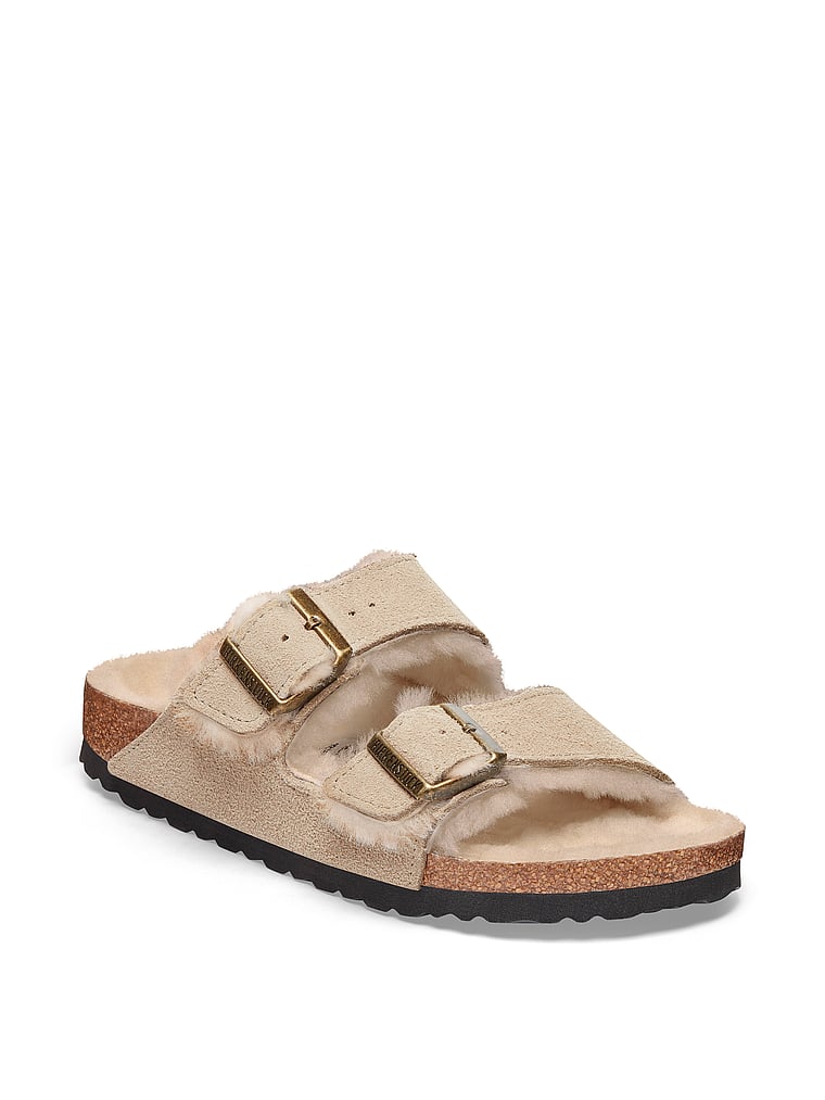 Сандалии из овчины и замши Arizona Birkenstock, коричневый