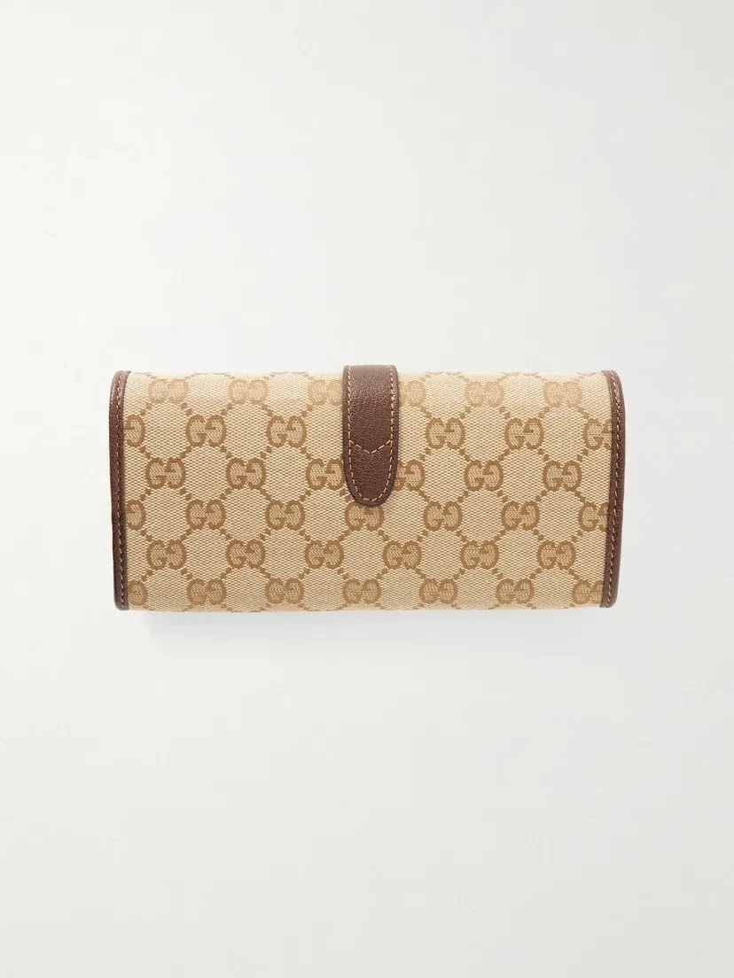 Кошелек GUCCI Jackie из жаккардового канваса с кожаной отделкой, бежевый — фото 2