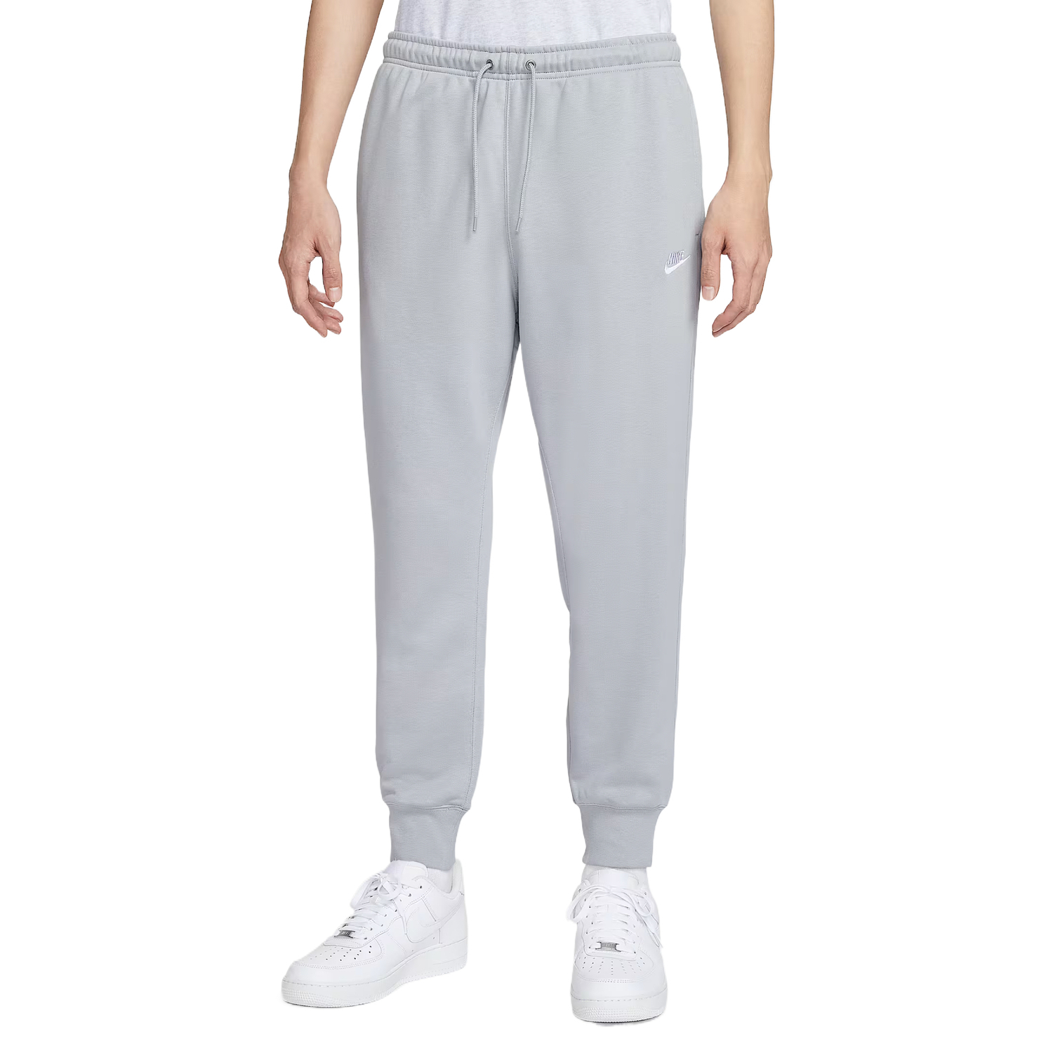 

Nike Клубные повседневные брюки мужские Light Smoke Gray/Light Smoke Gray/White с умеренной манжетой