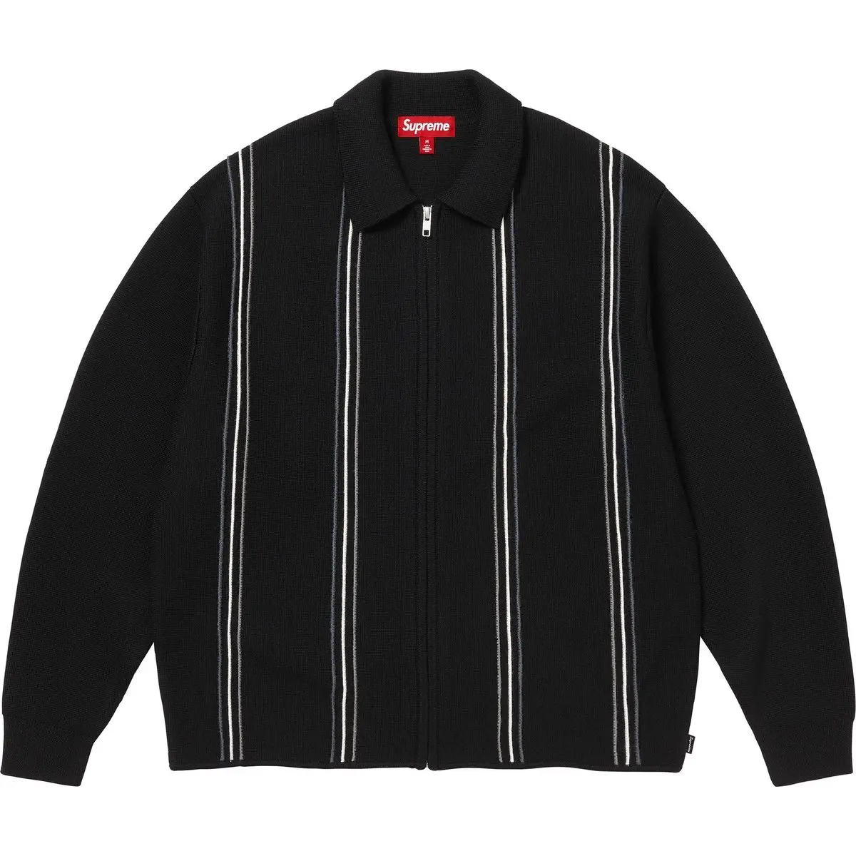 Поло свитер с полосками и молнией FW25 WEEK7 Unisex Supreme, черный — фото 2