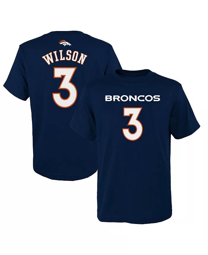 

Футболка Big Boys Russell Wilson Navy Denver Broncos Mainliner с именем и номером игрока Outerstuff