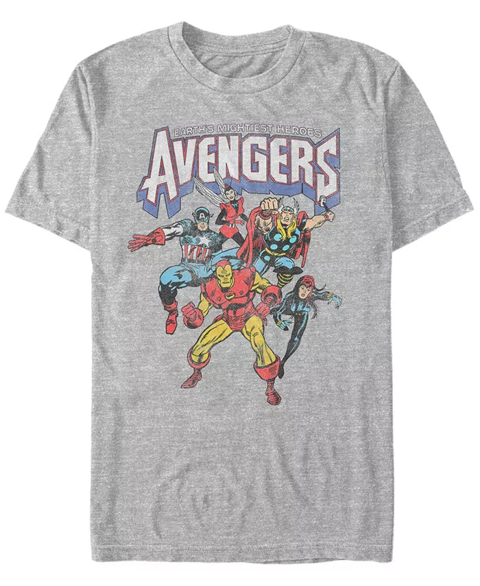 

Футболка с коротким рукавом Marvel Men's Comic Collection Retro Earths Mightiest Heroes Fifth Sun, серый