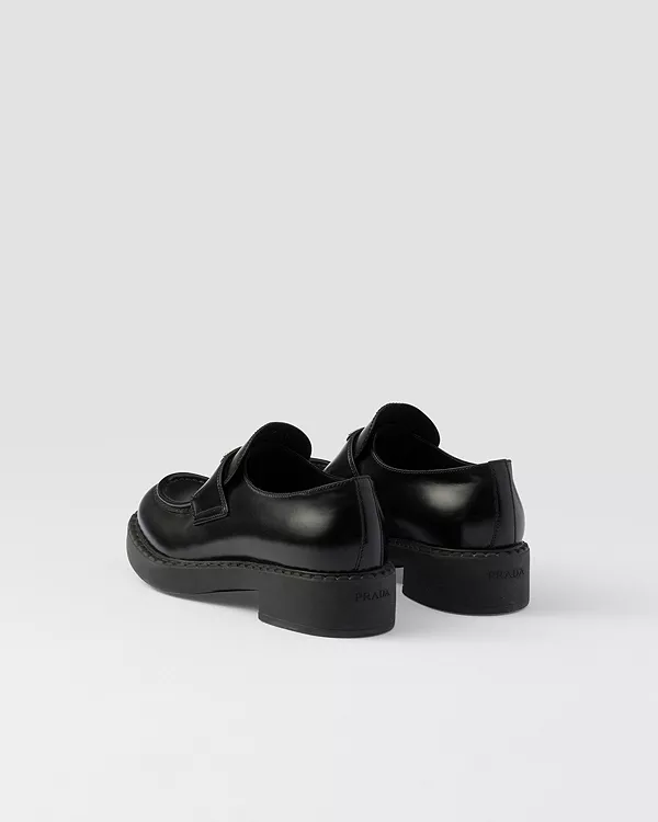 Женские лоферы из матовой кожи шоколадного цвета Prada, черный — фото 4