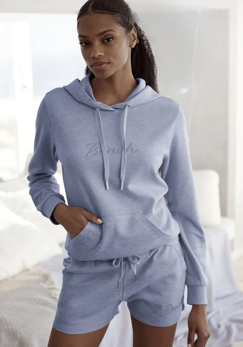

Bench Толстовка с капюшоном Loungewear "-Lounge Hoodie-", с блестящей вышивкой логотипа, одежда для дома, костюм для отдыха Bench Loungewear, голубой