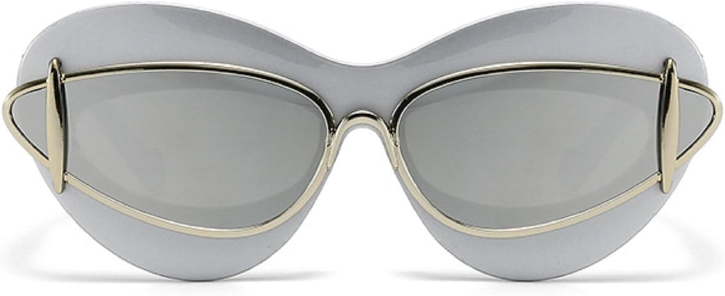 

Сексуальные солнцезащитные очки в стиле панк Y2K «кошачий глаз» для женщин, 2024 год, роскошные винтажные солнцезащитные очки в ретро-стиле с двойной оправой, защита от УФ-излучения UV400 mincl, Silver