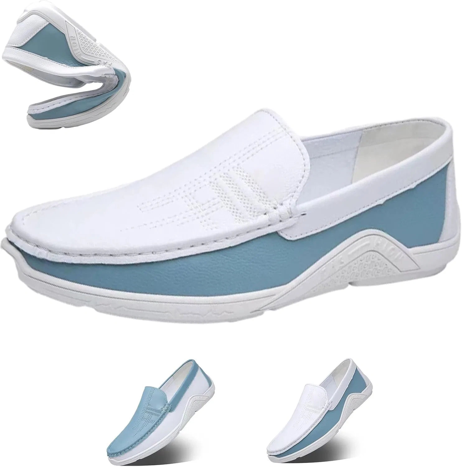 Мужские лоферы на мягкой подошве, Leather Soft Sole, белый GHTRHSB