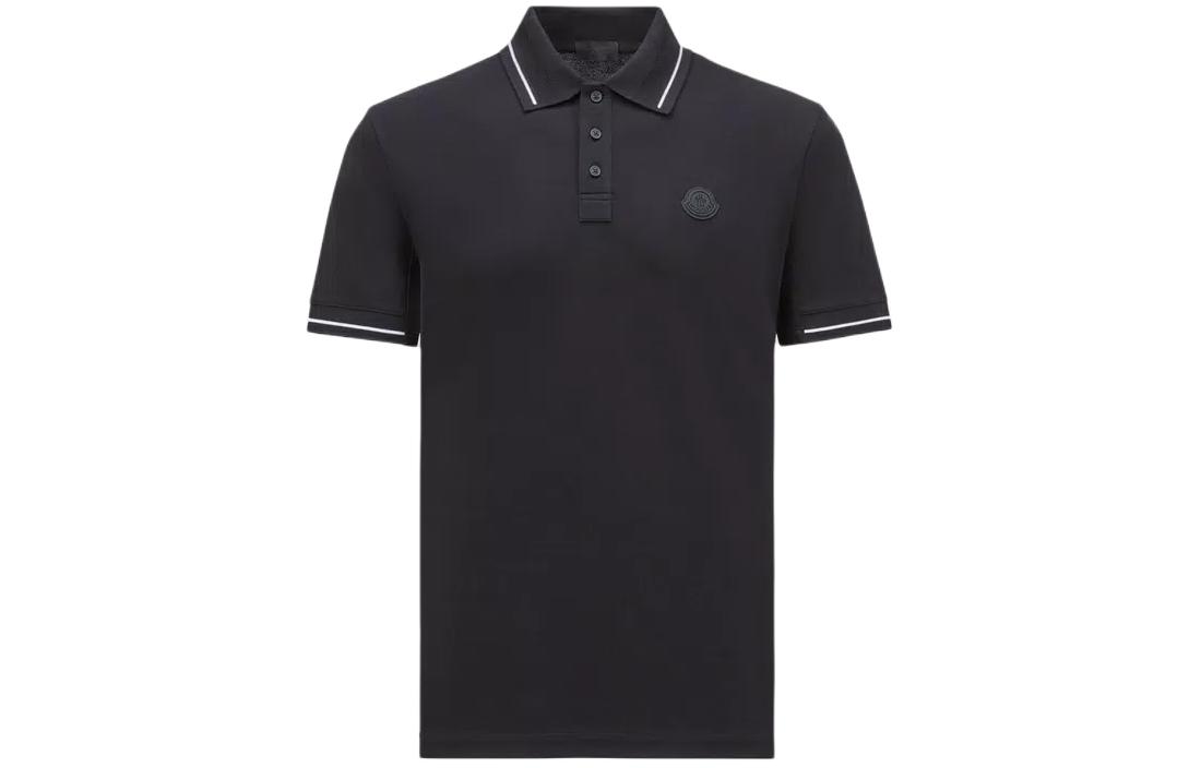 

Поло с аппликацией логотипа Moncler, черный