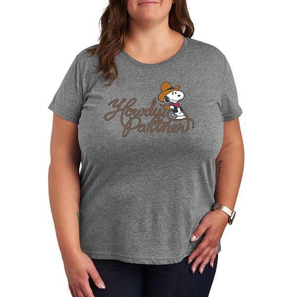 

Футболка с принтом Snoopy в стиле вестерн, Plus size Licensed Character, Heather Gray