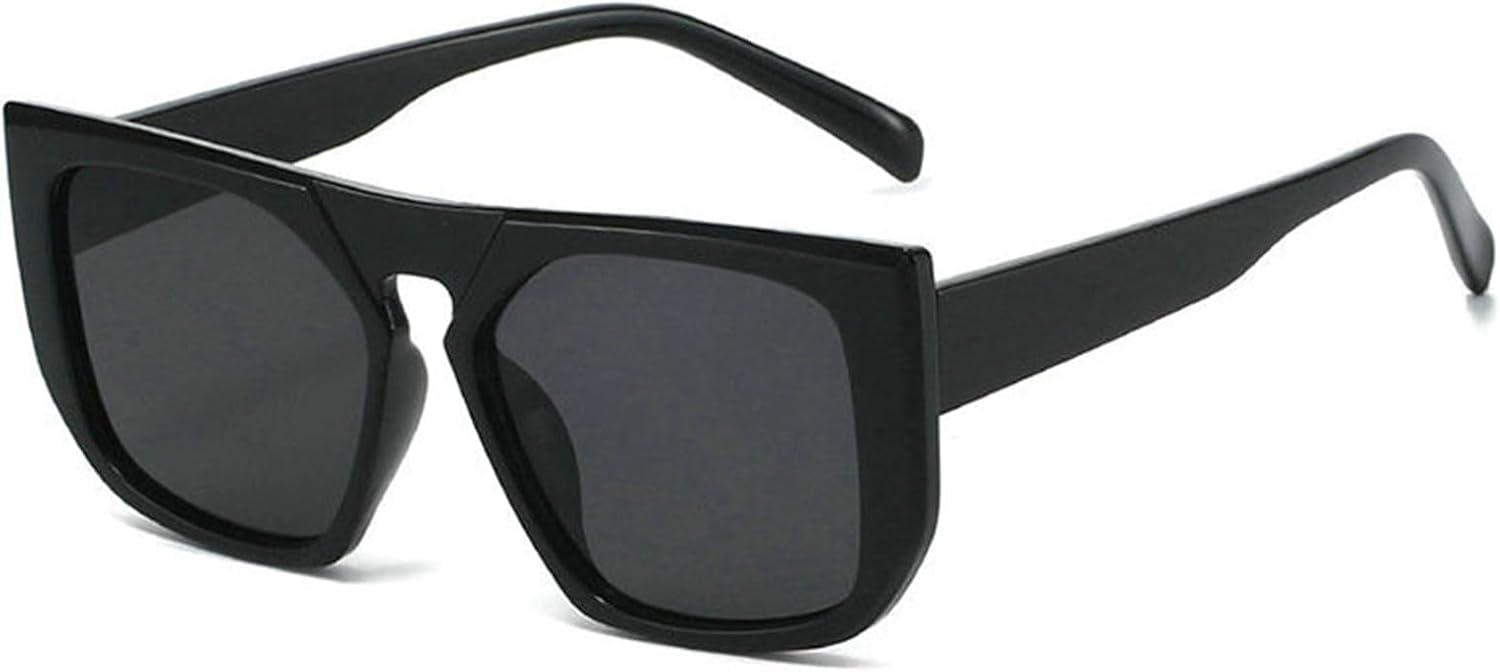 

Willochra Модные женские солнцезащитные очки-пилот с многоугольной оправой, ретро, ​​большие, неправильной формы, для женщин и мужчин, защита от ультрафиолета UV400, черные, C1