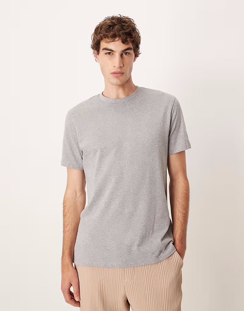 

Футболка из плотной ткани с круглым вырезом серого меланжевого цвета Asos Design, Серый, Футболка из плотной ткани с круглым вырезом серого меланжевого цвета Asos Design